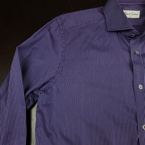 Robert Graham 16.5 42 Button Down Dress Shirt Purple Stripe Originally $175 - Picture 4 of 11